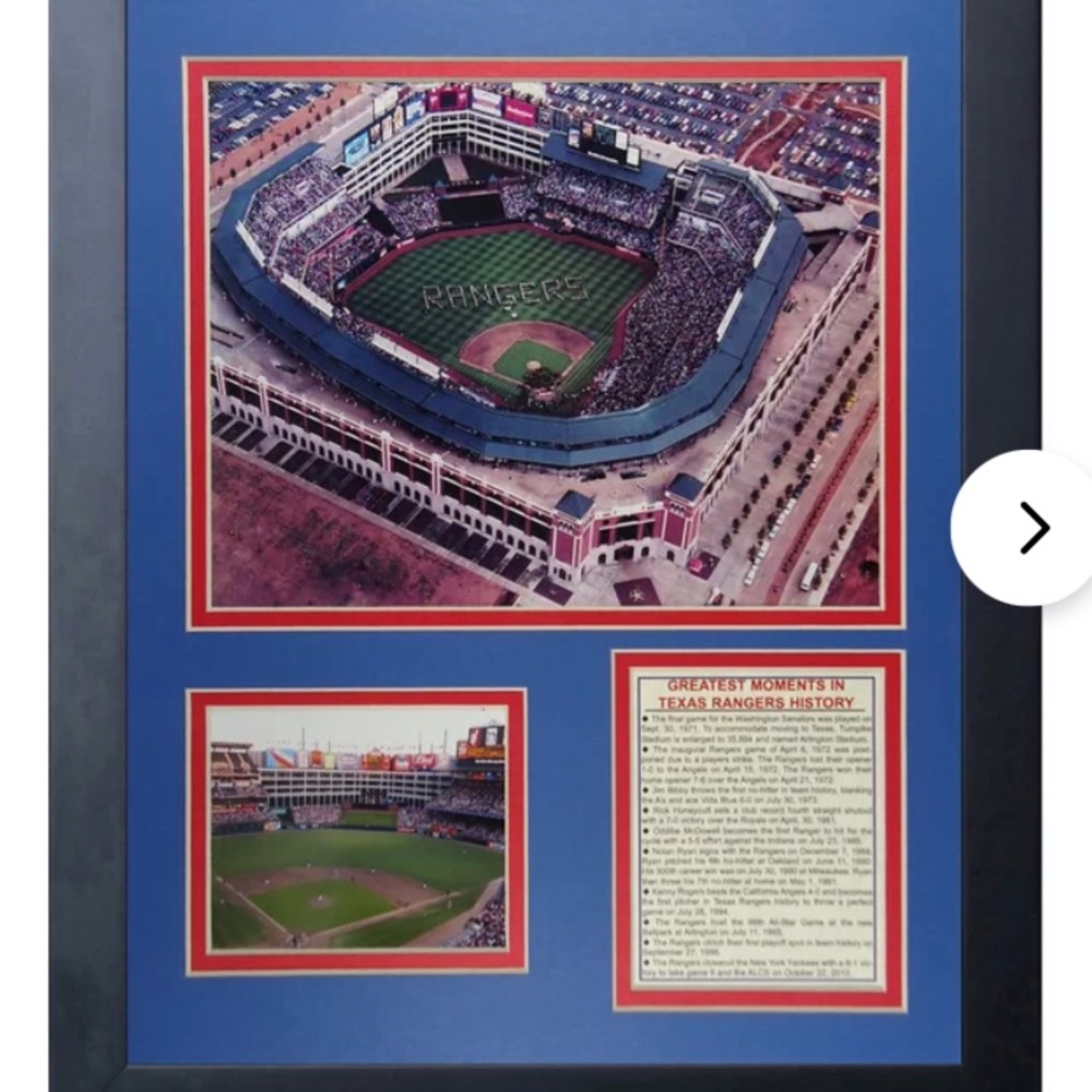 Texas Rangers framed ballpark at Arlington